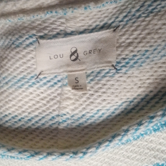 Lou & Grey Blue White Stripe Cotton French Terry Midi Length Dress Size Small - Picture 8 of 9